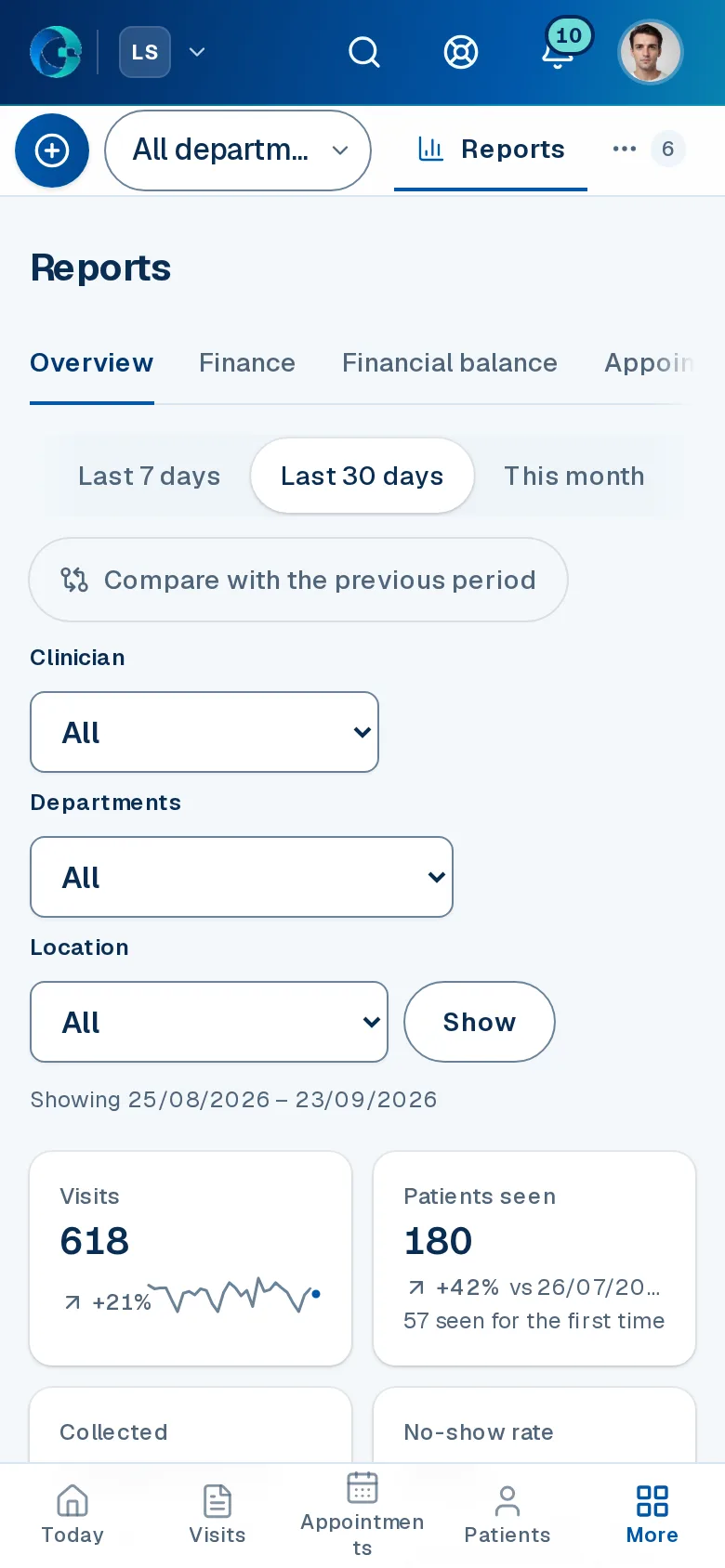 The Reports and statistics screen in OPALEVI