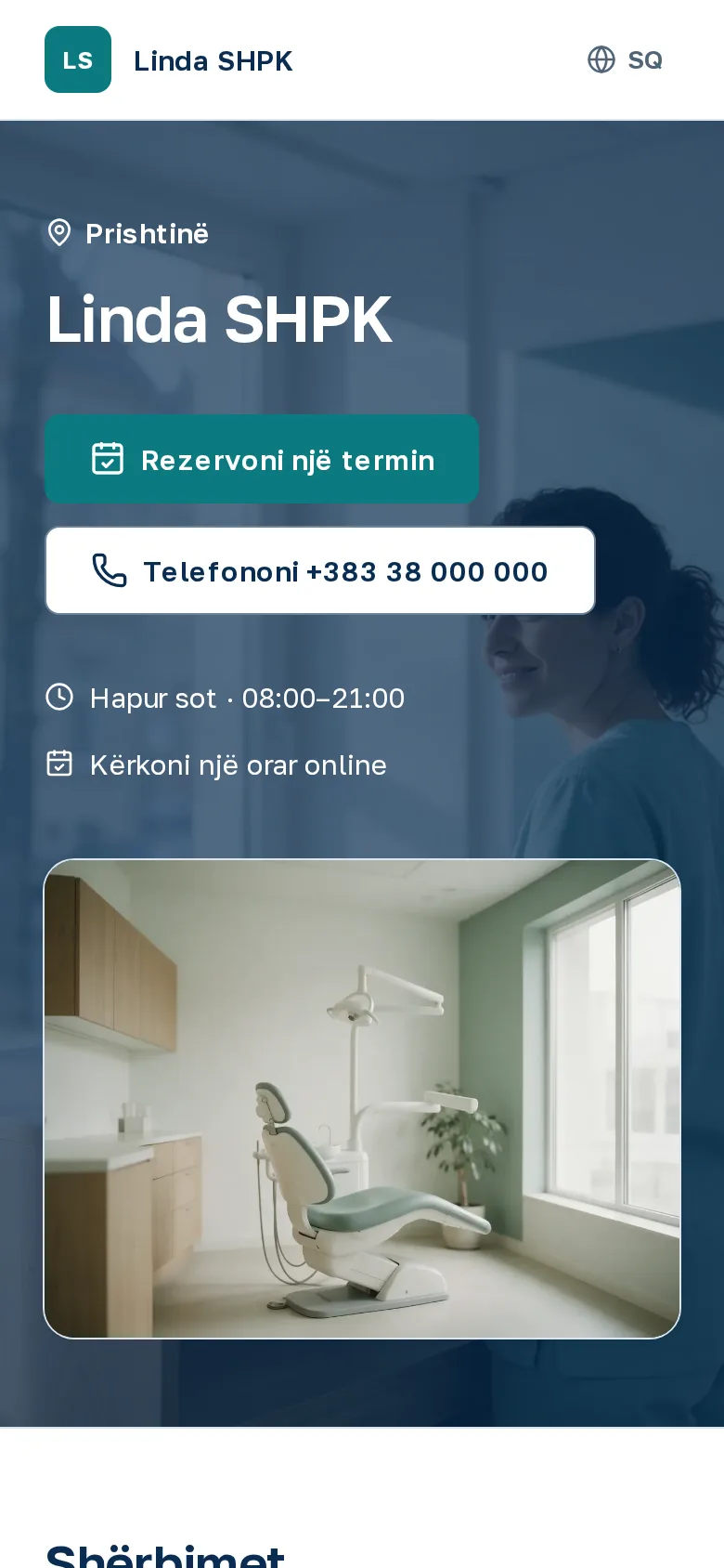 Ekrani «Faqja e klinikës suaj» në OPALEVI