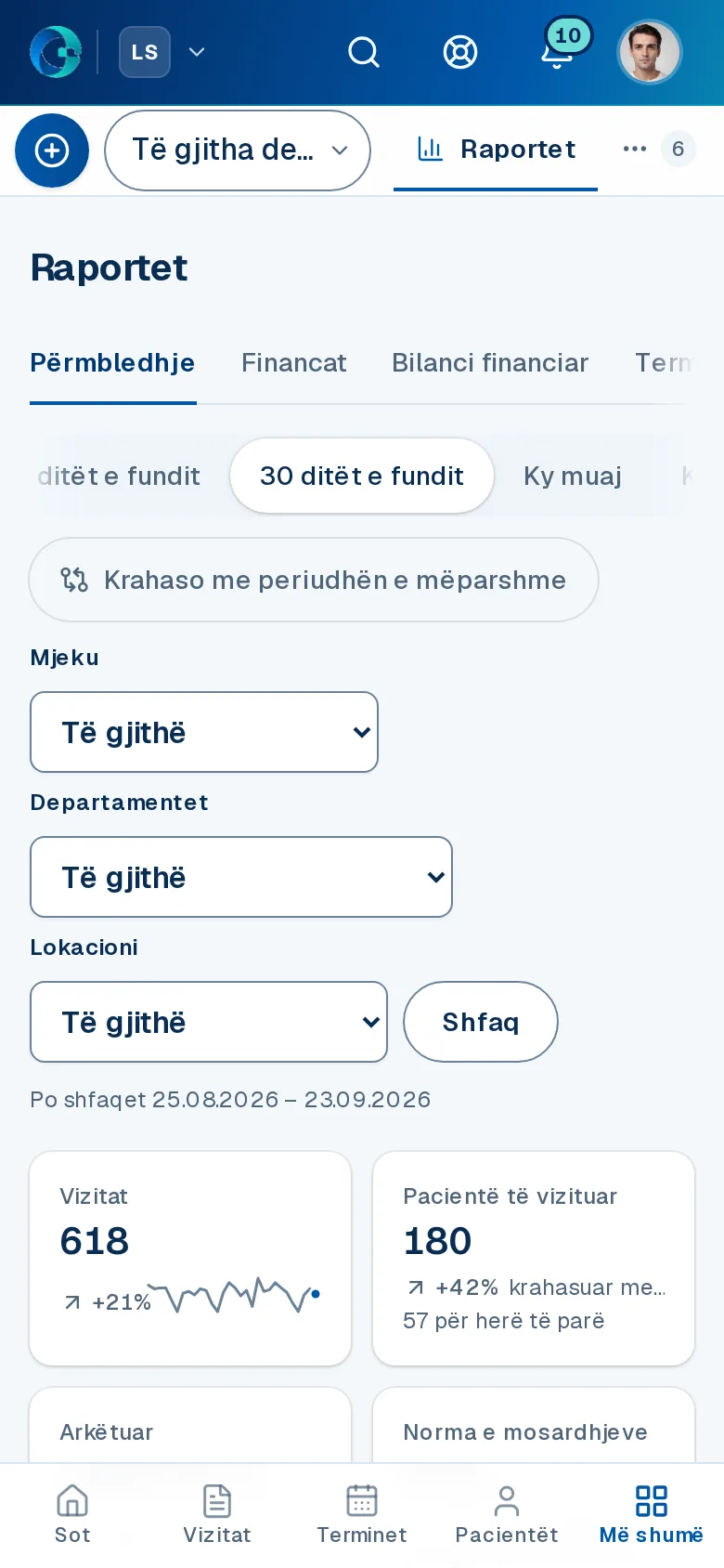 Ekrani «Raportet dhe statistikat» në OPALEVI