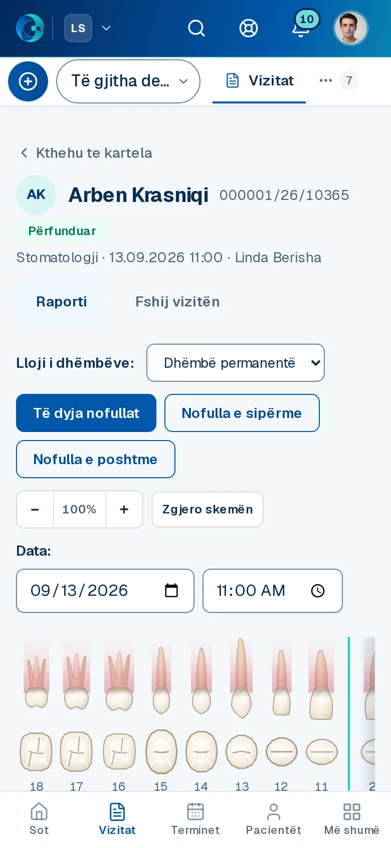 Ekrani «Stomatologji» në OPALEVI